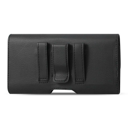 Black Leather Holster Pouch Case w/ Card Holder Belt Clip For Samsung Galaxy A70 - Picture 4 of 6