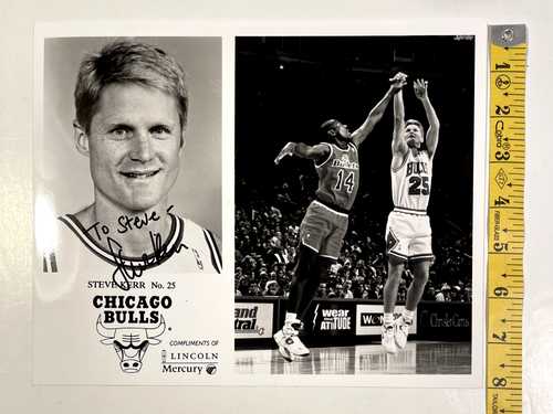 Raro Steve Kerr 1995 Chicago Bulls Vintage Autografiado Firmado 8x10 Brillante Promoción - Imagen 15 de 16