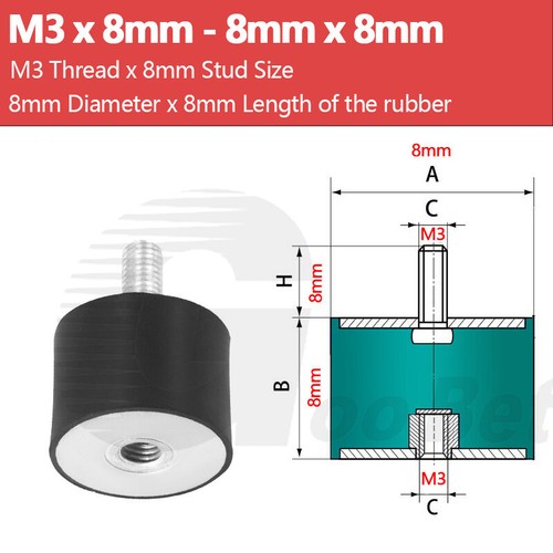 Rubber Mount Car Boat Bobbin Anti Vibration M3 M4 M6 M8 M10 - M20 Cylindrical VD - Picture 16 of 105