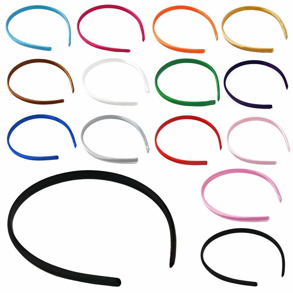1 x Satin Alice Band Headband Hair Thin Womens Ladies Girls Solid Kids School UK