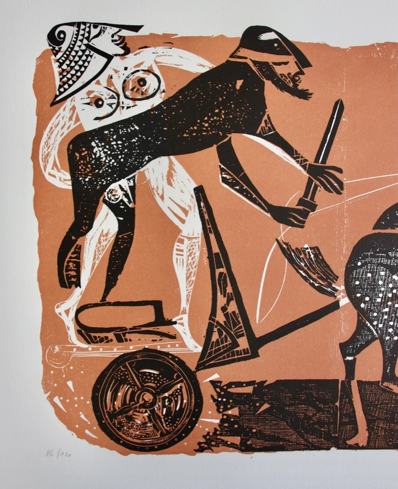 Karl-Heinz Hansen Bahia (1915-1978) signierter Farbholzschnitt "Pallas Athene" - Bild 3 von 4