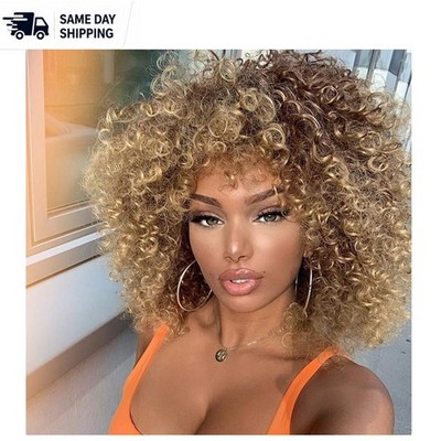 Heat Resistant Curly Blonde Afro Wig - Effortless Style for Every Occasion