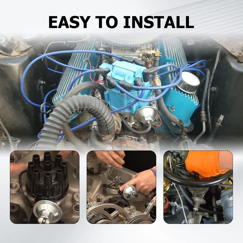 Hei Distributor Upgrade + 8mm Hd Plug Wires for Ford Inline 6 Cyl 170 200 250  - Image 4 of 4