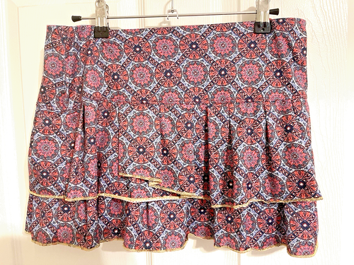 Lucky In Love Tennis Skort Girls M (8-10) Tiered Pleats Boho Print Skirt Shorts - Picture 4 of 8