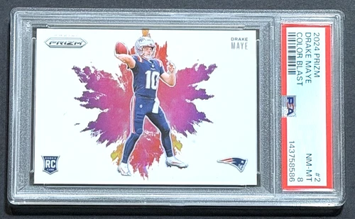2024 PANINI PRIZM DRAKE MAYE ROOKIE CARD RC COLOR BLAST CASE HIT SSP PSA 8