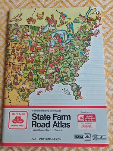 Vintage 1987 State Farm Road Atlas Map United States Canada Mexico  Touring Info