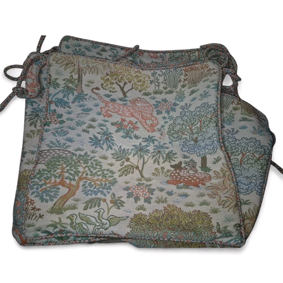 4 fundas de cojín de asiento caprichosas Duralee Pavilion Botanical Wildlife 16,5 x 16,5" Foto 2 de 4