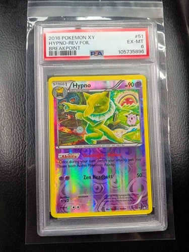 Pokemon TCG Hypno 51/122 Breakpoint Reverse Holo PSA 6. LOW POP. TRIPPY CARD💎📈