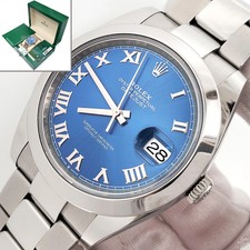 2022 Rolex Datejust 41 126300 Blue Roman Dial Steel Oyster Watch Box/Papers/Tag