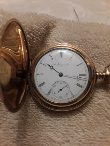 ELGIN POCKET WATCH 6S/15J.  14k Gold Filled Full Hunter Case. c1894. Minty!🍒