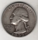 1952-S WASHINGTON QUARTER 25¢ SAN FRANCISCO 90% SILVER COIN UNITED STATES MINT