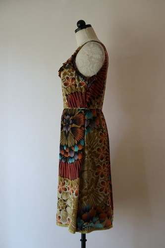 Anthropologie Edme & Esyllte Autumn Leaf Feather Floral Silk Tank Dress Women 6 - Picture 13 of 24