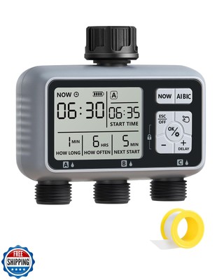 DEWENWILS 3 Zone Sprinkler Timer, Outdoor Water Timer, Programmable Hose Fauc