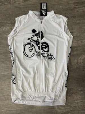Biketags Herren Radtrikot ohne Arm, Elementar weiss Gr. XL, durchgehender RV,
