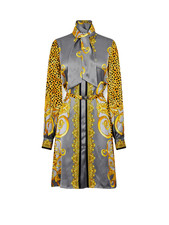 VERSACE Gold/Gray Silk Dress New And Authentic