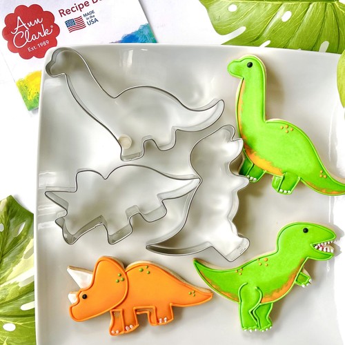 Dinosaur Cookie Cutters 3-Pc. Set Made in USA by Ann Clark, T-Rex, Brontosaur... - Picture 2 of 7