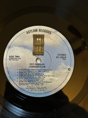 Roy Orbison-Laminar Flow-1979 LP Promo, Asylum 6E-198, VG+/VG+ - Picture 13 of 15