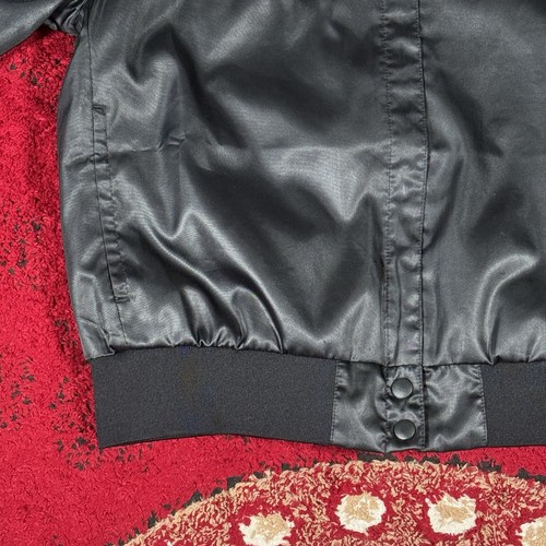 Nike Girl's Black Satin Varsity Bomber Full Zip Jacket Size XL Embroidered - Picture 7 of 16