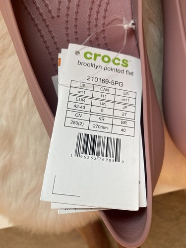 NWT Women’s Crocs 11 Brooklyn Pointed Toe Flats Slip-On Dusted Pink Shoes Preppy - Picture 7 of 10