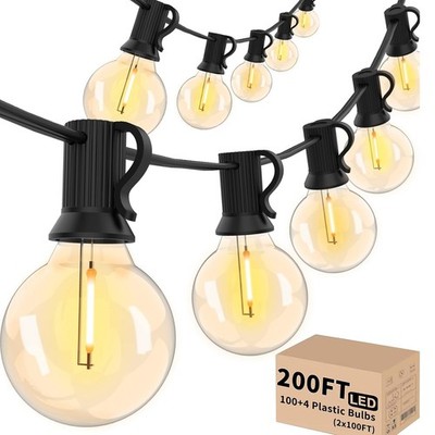 G 40 Outdoor String Lights, LED Patio Hanging Lights with Waterproof G40 Plastic