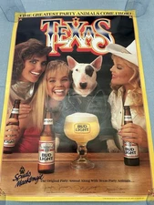 vintage poster for Bud Light beer featuring Spuds MacKenzie