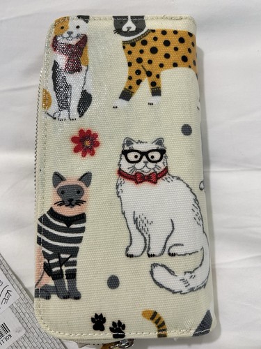 Have Best Pussy Cat Kitten Fish Wallet Zip Close Tags 7 3/4" x 4 1/4" - Picture 4 of 8