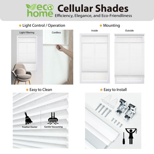 Cordless 1" Light Filtering Top Down Bottom Up Cellular Shade, 36"W x 72"H, W... - Picture 3 of 8