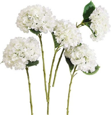 5PCS 15.4In Artificial Hydrangea Silk Flowers Bouquet Faux Hydrangea Stems fo...