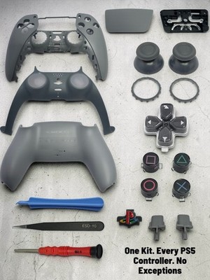 PS5 DualSense Gray Shell Replacement Kit 30th Anniversary Style Full Set NEW