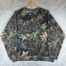 VTG Jerzees Outdoors Sweatshirt Mens Large Camo Mossy Oak Grunge Crewneck USA