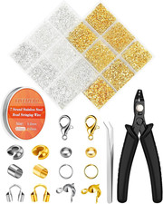 1950 Pcs Jewelry Making Kit with Crimp Beads, Tubes, Clasps, Jump Rings Organi