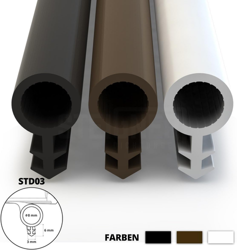 Guarnizione per Porta Finestra STD03 5 M 8 Mm Nero Guarnizione in Gomma Profilo - Foto 3 di 12