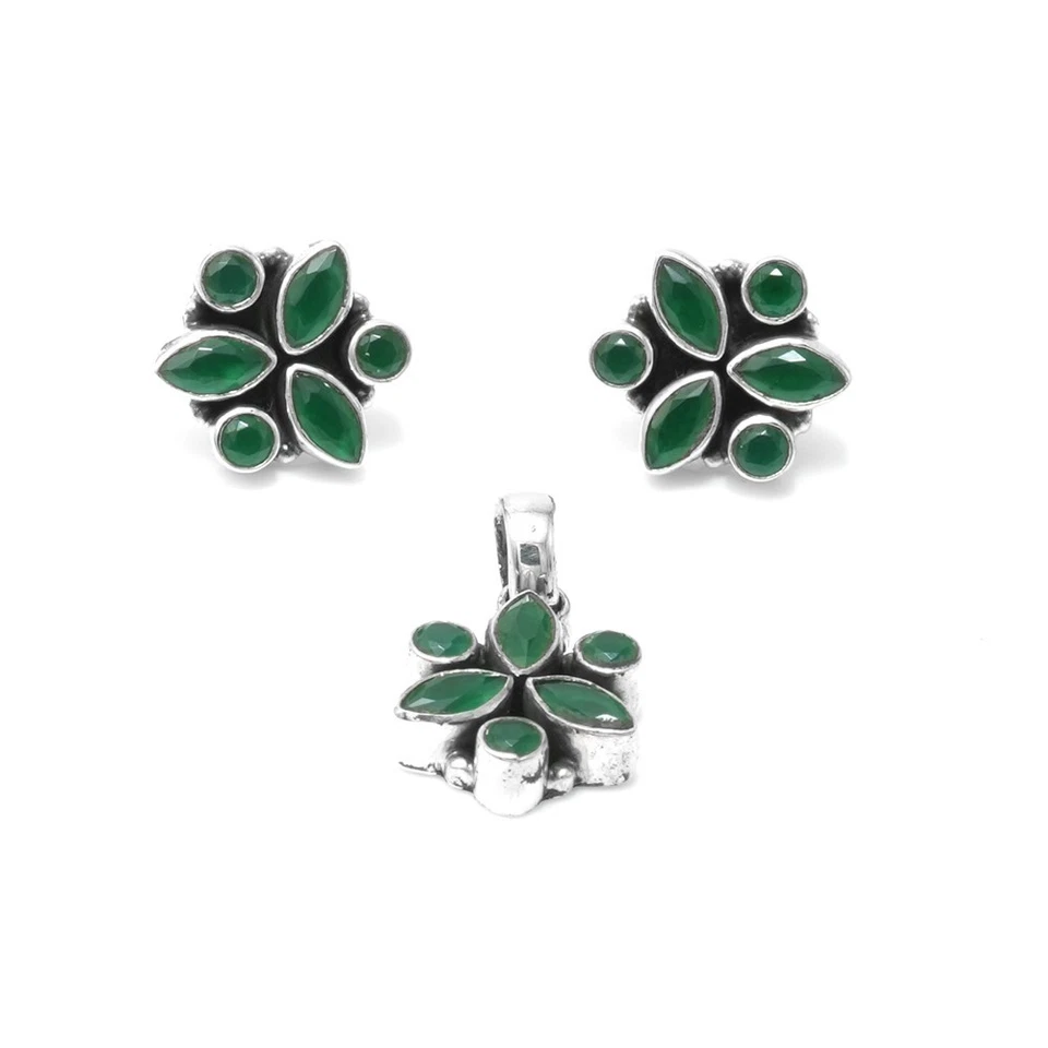 Juego de joyas de plata de ley 925 con colgante de ágata natural para mujer Foto 3 de 4