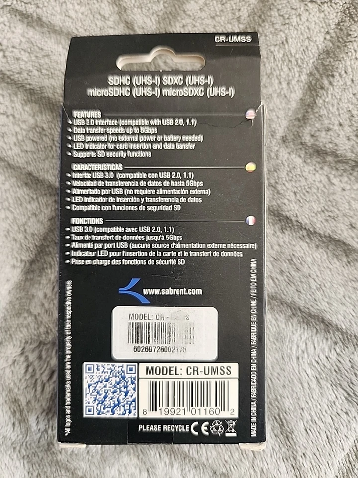 Sabrent Mini USB 3.0 Card Reader Micro SD and Regular SD Card Model CR-UMSS - Image 2 of 2