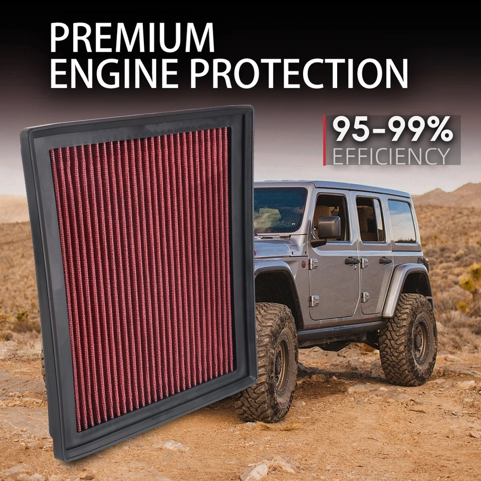 33-2457 High Flow Replacement Air Filter For Jeep Grand Cherokee Dodge Durango Foto 3 de 4