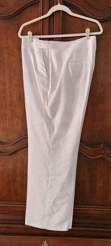 TALBOTS White Linen Blend Pants 14W - Side Zip & Buttons - Side & Back Pockets - Picture 3 of 18
