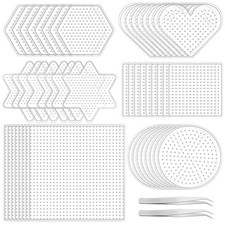 50Pcs 5mm Fuse Beads Pegboards, Plastic Large Beads Boards with 2 Tweezers Cl...