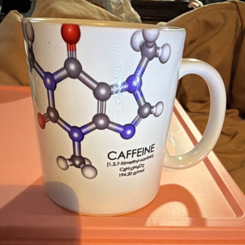 Orca Coatings Ceramic Coffee Mug White Caffeine Molecule Science Novelty Design