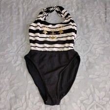 Vtg Gitano One Piece Swimwear Women's 9/10 High-cut With Crisscross Back...