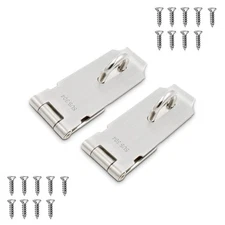 Door Hasp Padlock Latch, 4 Inch Stainless Steel Safety Clasp Hasp Lock Latch,...