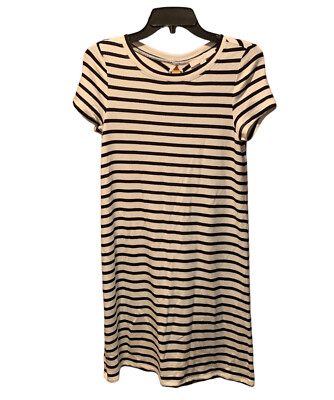 ann taylor loft striped shirt dress LOFT Ann Taylor Black & Beige Stripe Shirt Dress with Belt (PRE-LOVED) Size 16