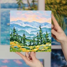 Smoky Mountains Oil Painting Blue Ridge Mountains Landscape Art Original Texture