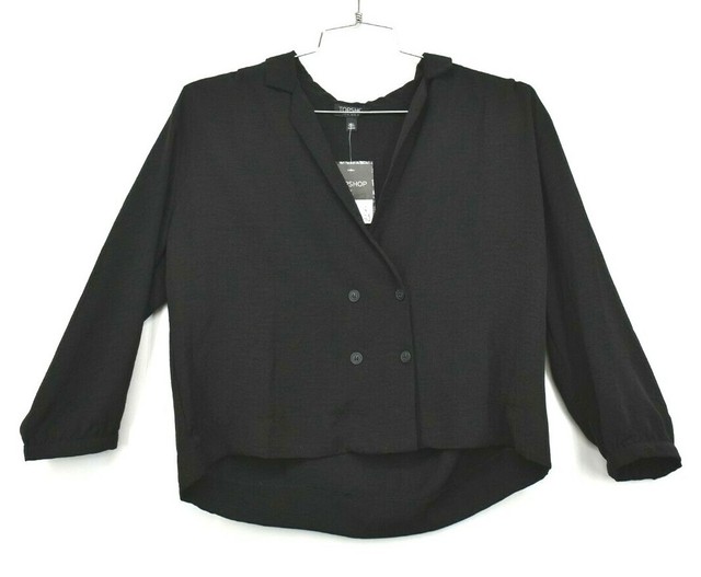 Download Topshop Womens Button Front Blouse Mock Collar Long Cuffed ...