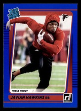 Javian Hawkins 2021 Donruss #294 Atlanta Falcons RATED ROOKIE BLUE PRESS PROOF