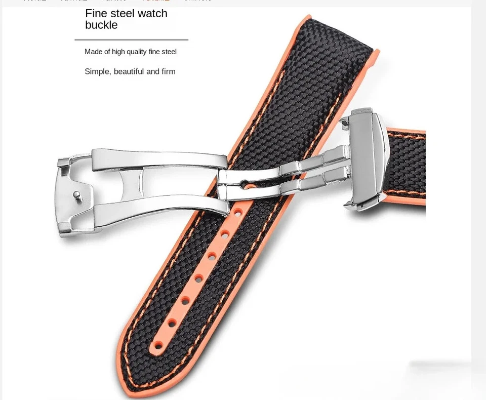 Correa de reloj de nailon y silicona de alta calidad para hombre pulsera de lujo 20 22 para Omega Foto 3 de 4
