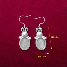 Tribal exotic cute accessory pure handmade Miao silver DIY embed earring 1pair