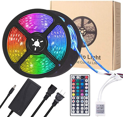 32ft LED Strip Lights Remote Control Bedroom Waterproof for Indoor Outdoor Use