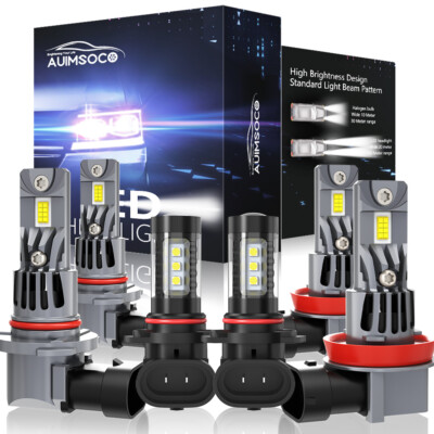 CHUSYYRAY 6-Piece LED Headlight And Fog Light Bulb Combo For 2015-2023 Ford F150 - 9005/H11/9145, 6000K Cool White