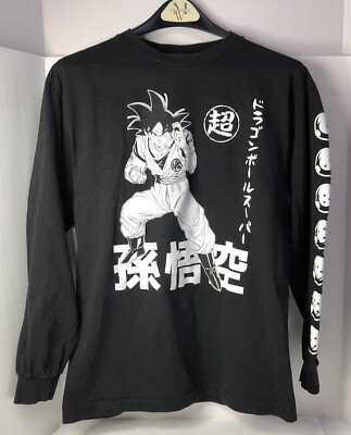 Dragon Ball Z Logo Men's Size Medium Black Long Sleeve Shirt