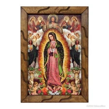 Our Lady of Guadalupe, San Jude Oil Painting Style - 18” Rustic Frame, Catholic